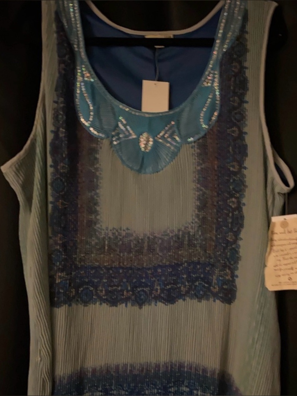 Embellished Blue Sleeveless Women’s Top
